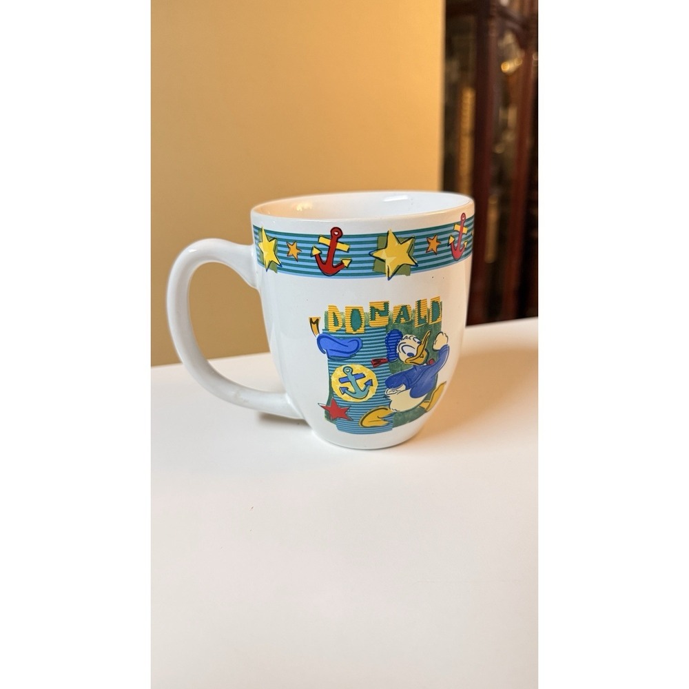 Disney Donald Duck Mug 90s Style FTD Thailand Nautical Anchors Coffee Cup‎